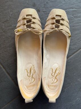 J. Renee Square Toe Tie Up Woven Ballet Flats